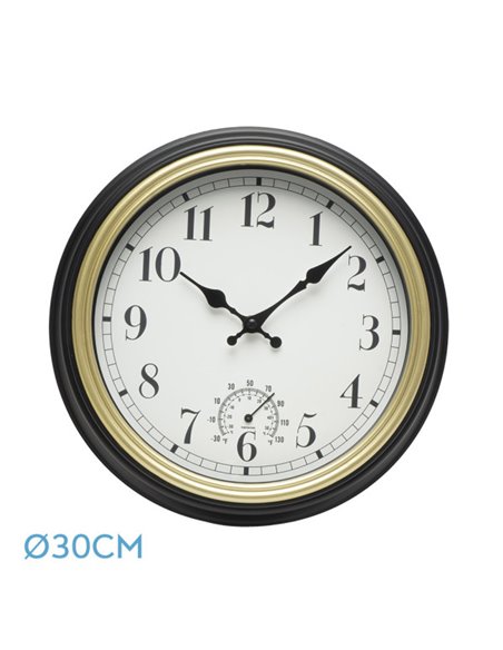 Reloj De Pared Horacio Negro-oro 30d Mov.continuo