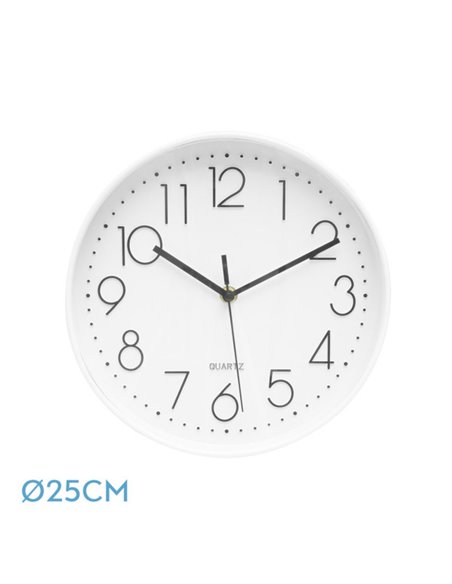 Reloj De Pared Minuto Blanco 25d Mov.continuo