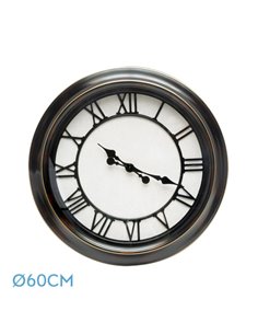Reloj De Pared Almita Negro Rustico 60d  Agujas Retro Industrial Gran Tamaño