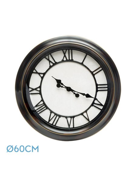 Reloj De Pared Almita Negro Rustico 60d Agujas Retro Industrial Gran Tamaño