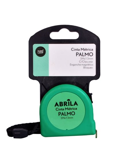 Cinta Metrica Palmo 3mx13mm Verde C/bloqueo, Enganche Magnetico,clip Y Asa