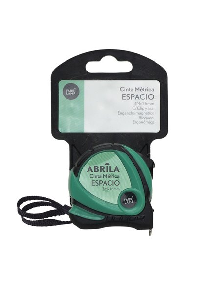 Cinta Metrica Espacio 3mx16mm Negro/verde Clip,asa Enganche Magnetico,bloqueo Y Ergonomico