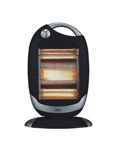 Estufa Elect.candente 1200w Negro/plata 3potencias Oscilante 3elementos,asa Y Antivuelco 52x33x25cm