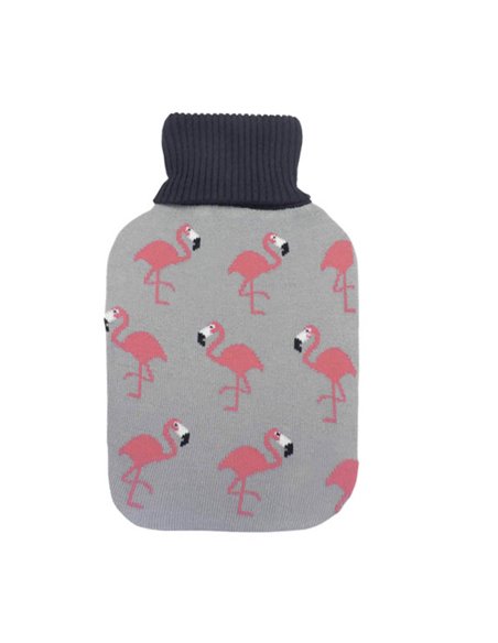 Bolsa Agua Caliente Mimo 1,7l Forro Gris Flamencos 20x32x4cm Flexible Agradable Al Tacto