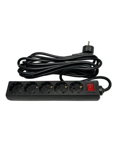 Base Multiple Negro 5 Enchuf. E Interrup.cable 5m 3gx1,5mm De Cobre 3500w Max