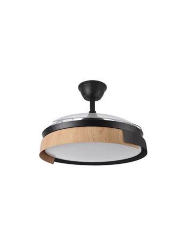 Ventilador Dc Provenza 72w 7200lm Negro/haya 3asp.desplegables 36/51x50/107d.3col, Remoto, Temporizador, Memoria