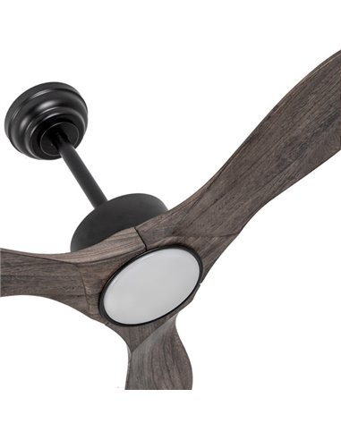 Ventilador Dc Segre 24w Negro 3aspas Roble 107d 2424lm 3000k,4000k,6500k Remoto+temporizador+regulador Intensidad+memoria