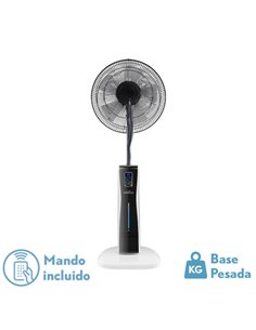 Ventilador De Pie Corvo Blan/negro 3 Vel.75w.5Asp Nebulizador 125x43x40cm Remoto Y Temporizador, Tanque De Agua 2l