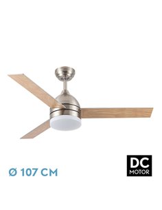 Ventilador Dc Legio 26w Niquel 3aspas Plata/haya 107d 2950lm 3000-4000-6000k Remoto+memoria+temporizador 2