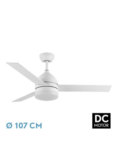 Ventilador Dc Legio 26w Blanco 3aspas Blanco/haya 107d 2950lm 3000-4000-6000k Remoto+memoria+temporizador