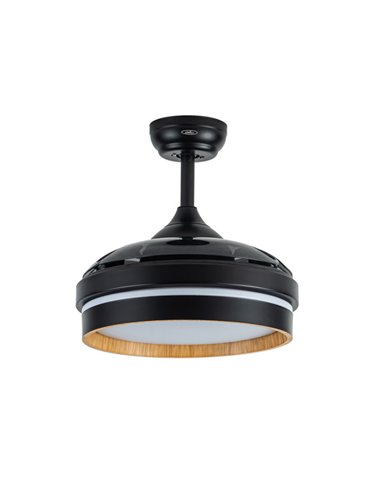 Ventilador Dc Nalon 48w Negro/madera oscura 3aspas 91d 4800lm 3000-4500-6000k Remoto+memoria+temporizador