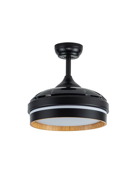 Ventilador Dc Nalon 48w Negro/madera oscura 3aspas 91d 4800lm 3000-4500-6000k Remoto+memoria+temporizador