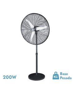 Ventilador De Pie Alarcon 200w Negro 3vel 80d 3asp.aluminio Plata Orientable Y Oscilante