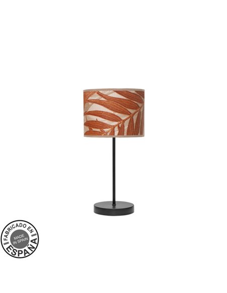 Sobremesa Moda 1xe14 Negro/hoja Caldera 42x17x17cm
