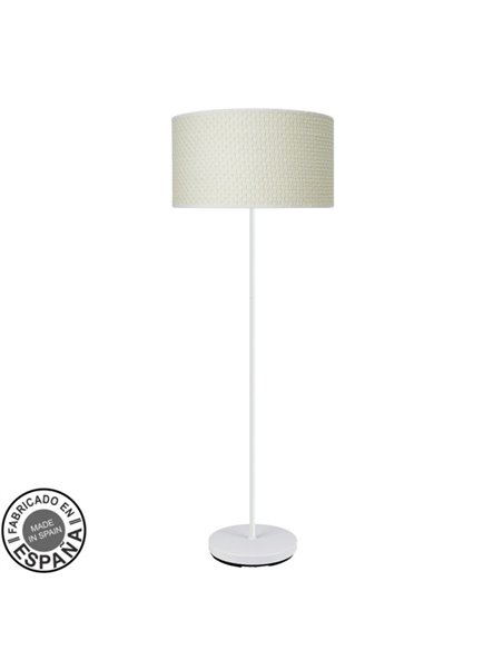 Pie Salon Moda 1xe27 Blanco/cañizo Blanco 163x40x 40 Cm