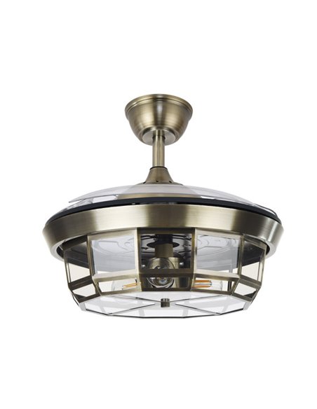 Ventilador Dc Tornado Cuero 3xe27 91d 3aspas Desplegables 6velocidades C/remoto Y Temporizador