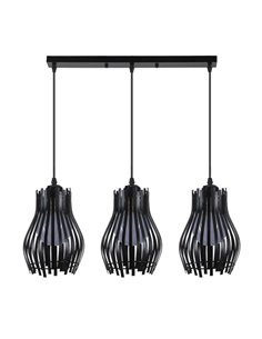 Regleta Ragusa Negra 3xe27 Regx64x16cm