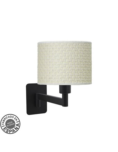 Aplique Abatible Moda 1xe14 Negro/cañizo Blanco 26x17x28 Cm