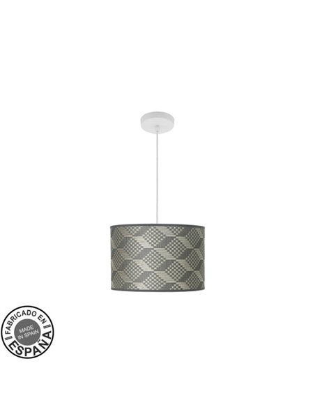 Colgante Moda 1xe27 Blanco/tetris Gris Regx30x30cm