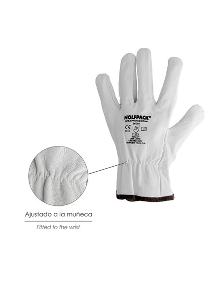 Guantes De Trabajo De Piel Flor De Vacuno, Proteccion Laboral, Riesgos Mecanicos, Guantes De Seguridad De Cuero. Talla 7" (Par)