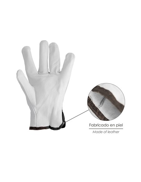 Guantes De Trabajo De Piel Flor De Vacuno, Proteccion Laboral, Riesgos Mecanicos, Guantes De Seguridad De Cuero. Talla 7" (Par)