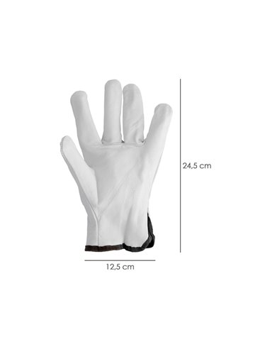 Guantes De Trabajo De Piel Flor De Vacuno, Proteccion Laboral, Riesgos Mecanicos, Guantes De Seguridad De Cuero. Talla 8" (Par)