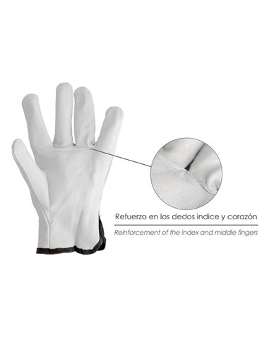 Guantes De Trabajo De Piel Flor De Vacuno, Proteccion Laboral, Riesgos Mecanicos, Guantes De Seguridad De Cuero. Talla 9" (Par)