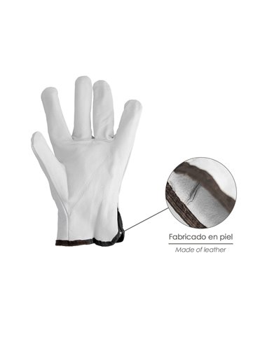 Guantes De Trabajo De Piel Flor De Vacuno, Proteccion Laboral, Riesgos Mecanicos, Guantes De Seguridad De Cuero. Talla 9" (Par)