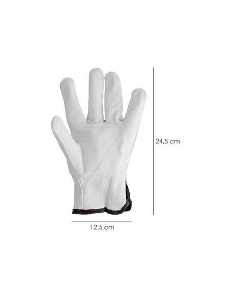 Guantes De Trabajo De Piel Flor De Vacuno, Proteccion Laboral, Riesgos Mecanicos, Guantes De Seguridad De Cuero. Talla 11" (Par)
