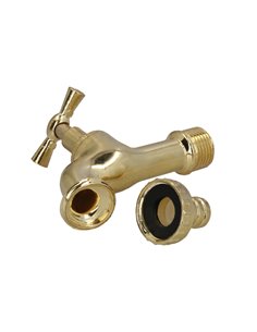 Grifo Curvo Latón Pulido Con Racord 1/2 Grifo Jardin Exterior 2