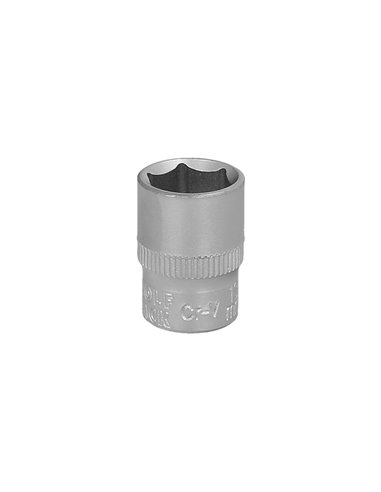 Llave Vaso 1/4" Hexagonal 13 mm. Perfil de 6 caras. Acero Cromo Vanadio, Aristas Redondas
