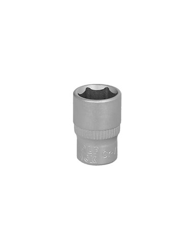 Llave Vaso 1/4" Hexagonal 12 mm. Perfil de 6 caras. Acero Cromo Vanadio, Aristas Redondas