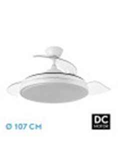 Ventilador Dc Escorpion 59w Blanco 3aspas desplegables 107d 5960lm 3000-4000-6000k Remoto+ Temporizador+ Memoria 2