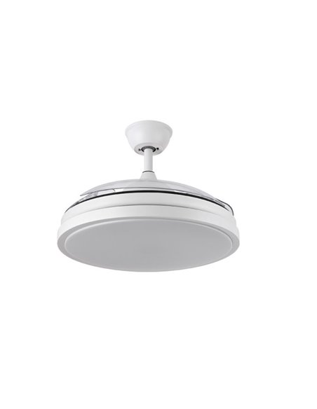 Ventilador Dc Escorpion 59w Blanco 3aspas desplegables 107d 5960lm 3000-4000-6000k Remoto+ Temporizador+ Memoria
