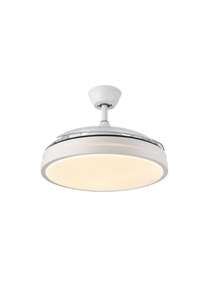 Ventilador Dc Escorpion 59w Blanco 3aspas desplegables 107d 5960lm 3000-4000-6000k Remoto+ Temporizador+ Memoria