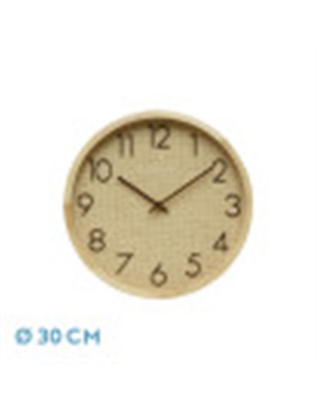 Reloj De Pared Grenoble Haya/rafia Natural 30x30x4cm Mov. Continuo