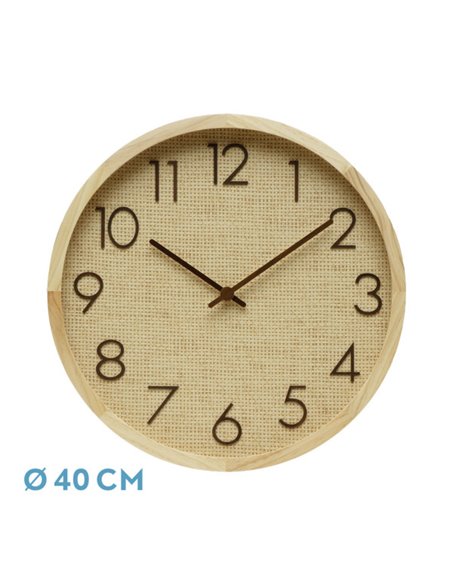 Reloj De Pared Grenoble Haya/rafia Natural 40x40x4,5cm Mov Continuo