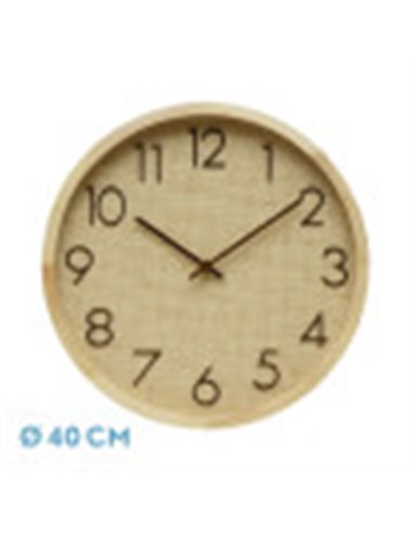 Reloj De Pared Grenoble Haya/rafia Natural 40x40x4,5cm Mov Continuo