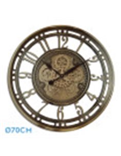 Reloj De Pared Mesina Bronce 70x70x8cm Engranajes  Con Movimiento 2