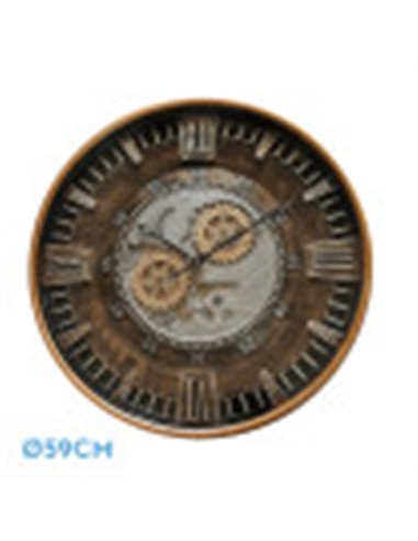 Reloj De Pared Catanias Oro/cuero 59x59x8,5cm Movimiento Continuo
