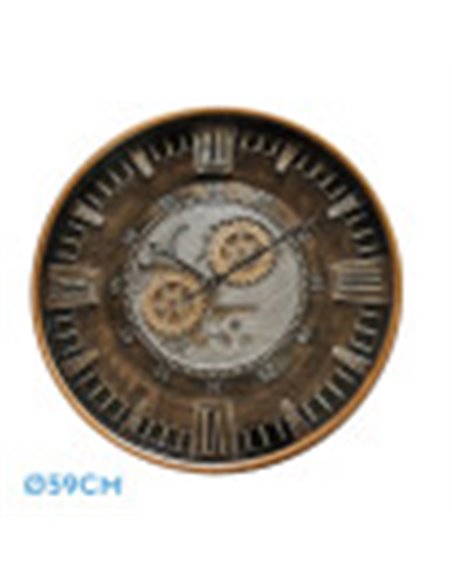 Reloj De Pared Catanias Oro/cuero 59x59x8,5cm Movimiento Continuo