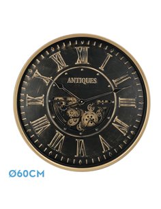 Reloj De Pared Trieste Negro/oro 60x60x8cm Engrana Jes Con Movimiento