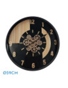 Reloj De Pared Parma Negro/haya/oro 59x59x8cm Engranajes Con Movimiento 2