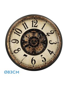 Reloj De Pared Treviso Oro/negro 83x83x10cm Engranajes Con Movimiento