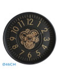 Reloj De Pared Lacio Oro/negro 46x46x8cm Engranajes Con Movimiento 2