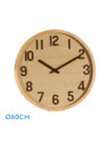 Reloj De Pared Borgoña Madera Clara 60x60x5cm Movimiento Continuo