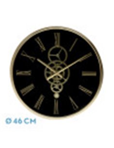 Reloj De Pared Duque Negro/oro 46x46x7cm Engranajes Con Movimiento 2