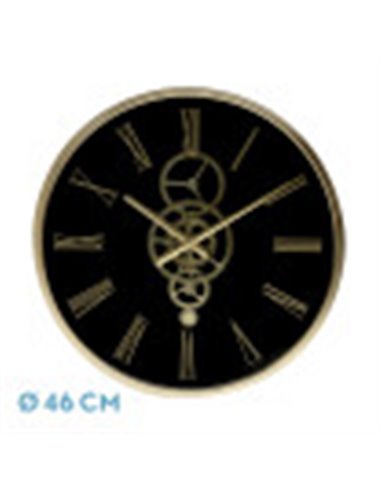 Reloj De Pared Duque Negro/oro 46x46x7cm Engranajes Con Movimiento