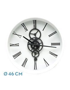 Reloj De Pared Duque Blanco/negro 46x46x7cm Engranajes Con Movimiento