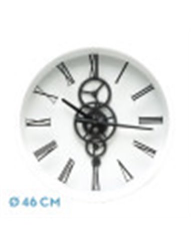 Reloj De Pared Duque Blanco/negro 46x46x7cm Engranajes Con Movimiento